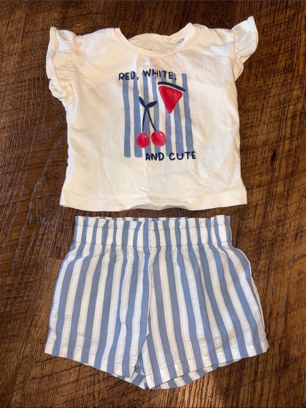 Red, White, and Cute 4th of July Summer shirt and shorts set - Size 9 M